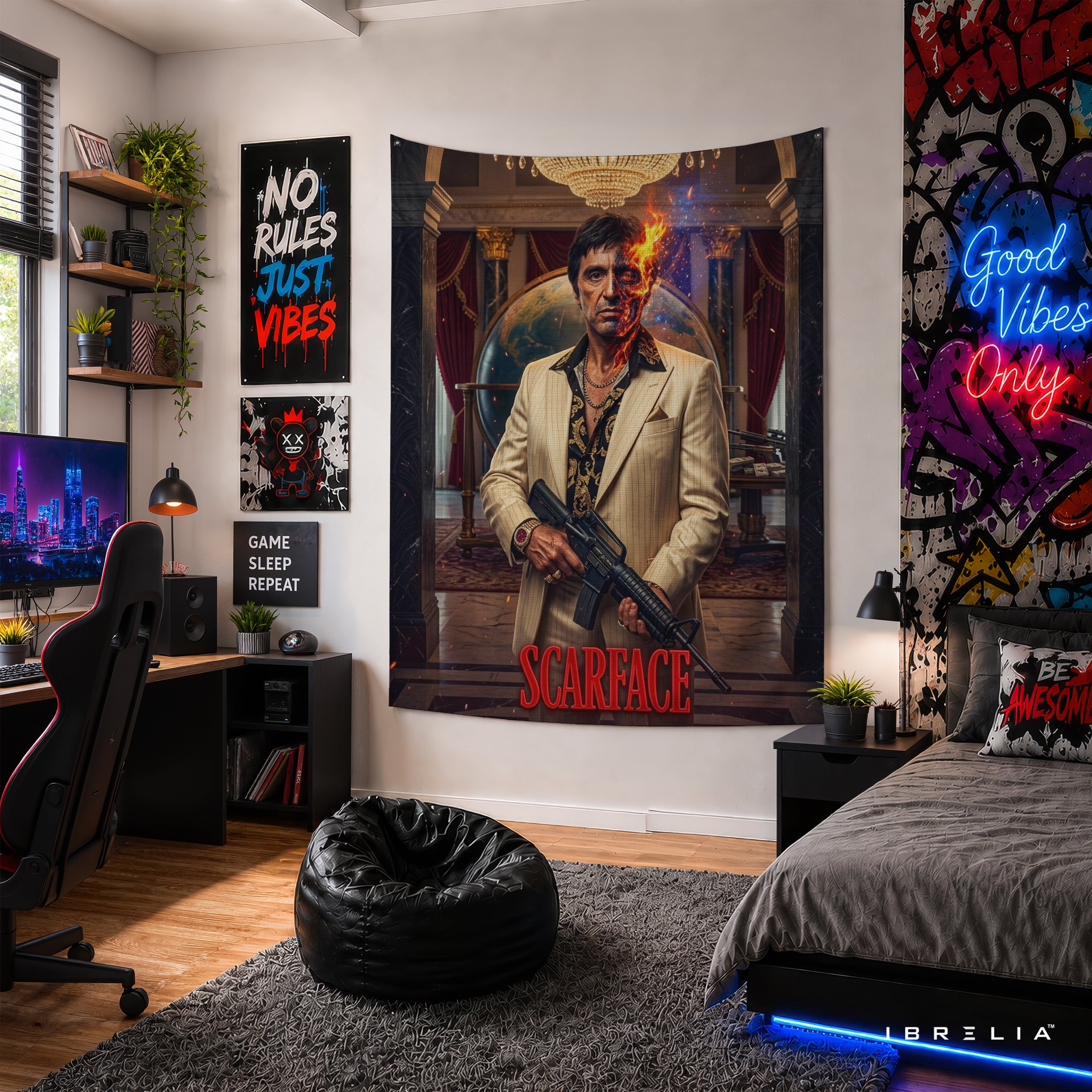 Scarface Tony Montana Premium Wall Tapestry – Cinematic Movie Wall Hanging & Home Decor in Pakistan
