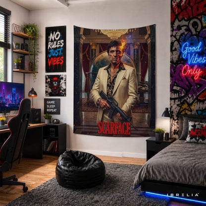 Scarface Tony Montana Premium Wall Tapestry – Cinematic Movie Wall Hanging & Home Decor in Pakistan