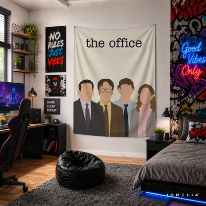 The Office Minimalist Character Wall Tapestry | Premium Heavyweight Jute Fabric Wall Hanging