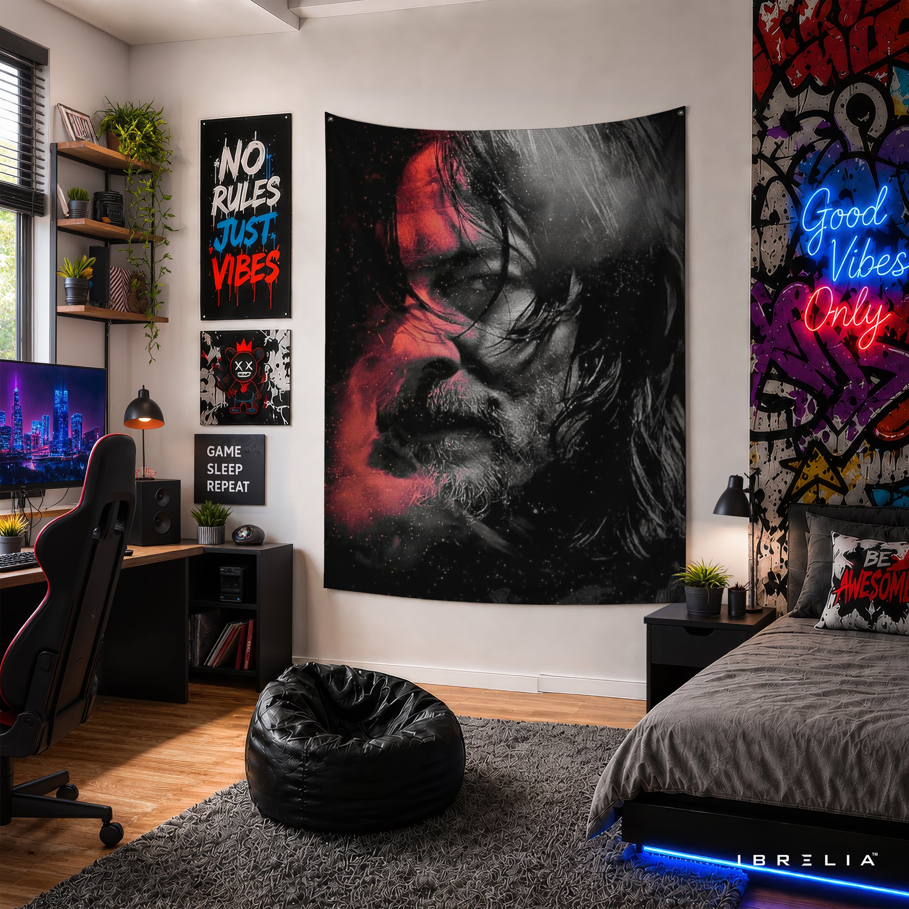Daryl Dixon The Walking Dead Wall Tapestry | Premium Heavyweight Jute Fabric Wall Hanging