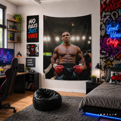 Mike Tyson Championship Portrait Wall Tapestry | Premium Heavyweight Jute Fabric Wall Hanging