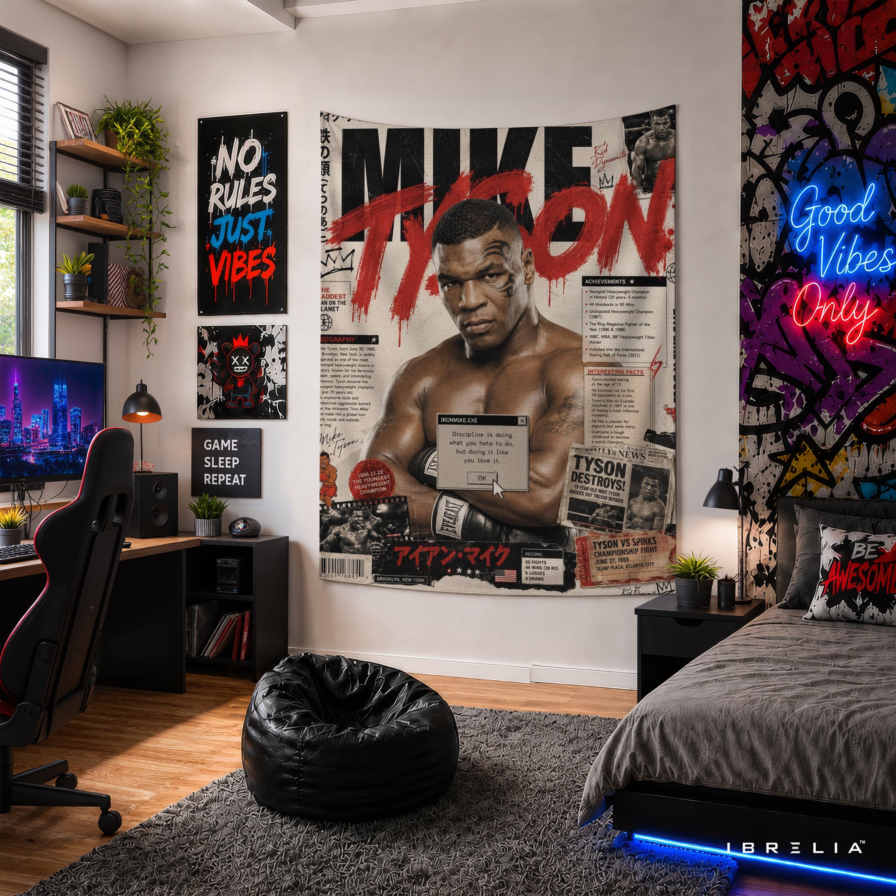 Mike Tyson Vintage Magazine Cover Wall Tapestry | Premium Heavyweight Jute Fabric Wall Hanging