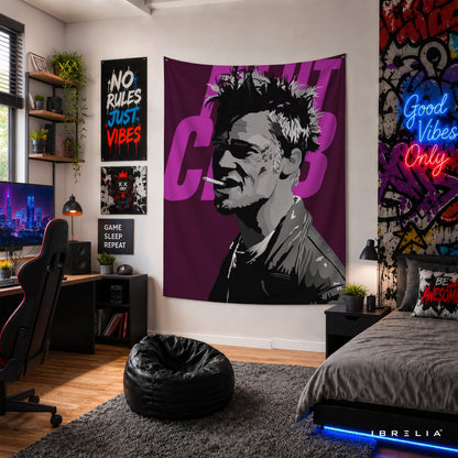Fight Club Tyler Durden Purple Pop Art Wall Tapestry – Cult Classic Movie Wall Hanging