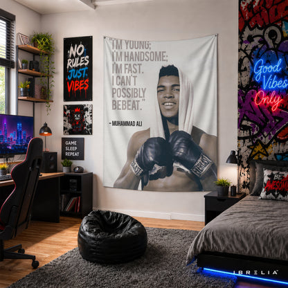 Muhammad Ali Inspirational Quote Wall Tapestry | Premium Heavyweight Jute Fabric Wall Hanging