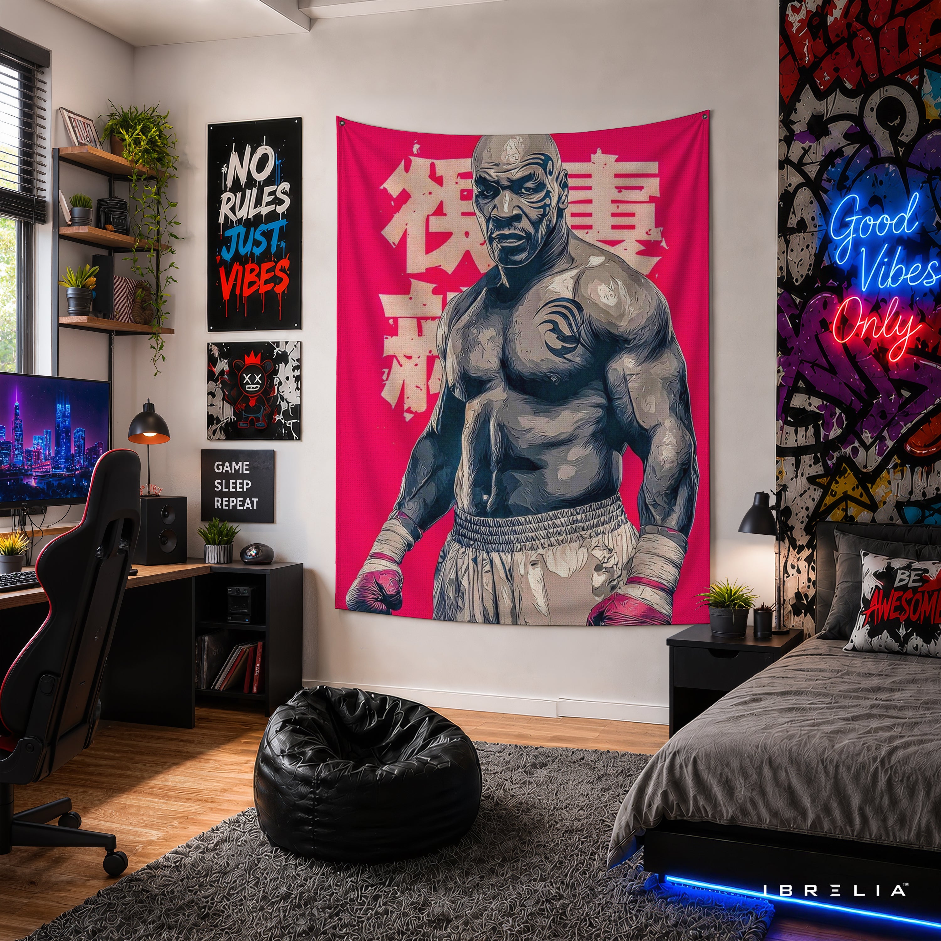Mike Tyson Pop Art Wall Tapestry | Premium Heavyweight Jute Fabric Wall Hanging