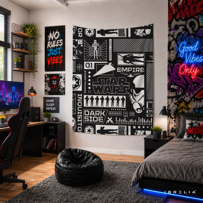 Star Wars Dark Side Typography Wall Tapestry – Empire Graphic Sci-Fi Wall Hanging