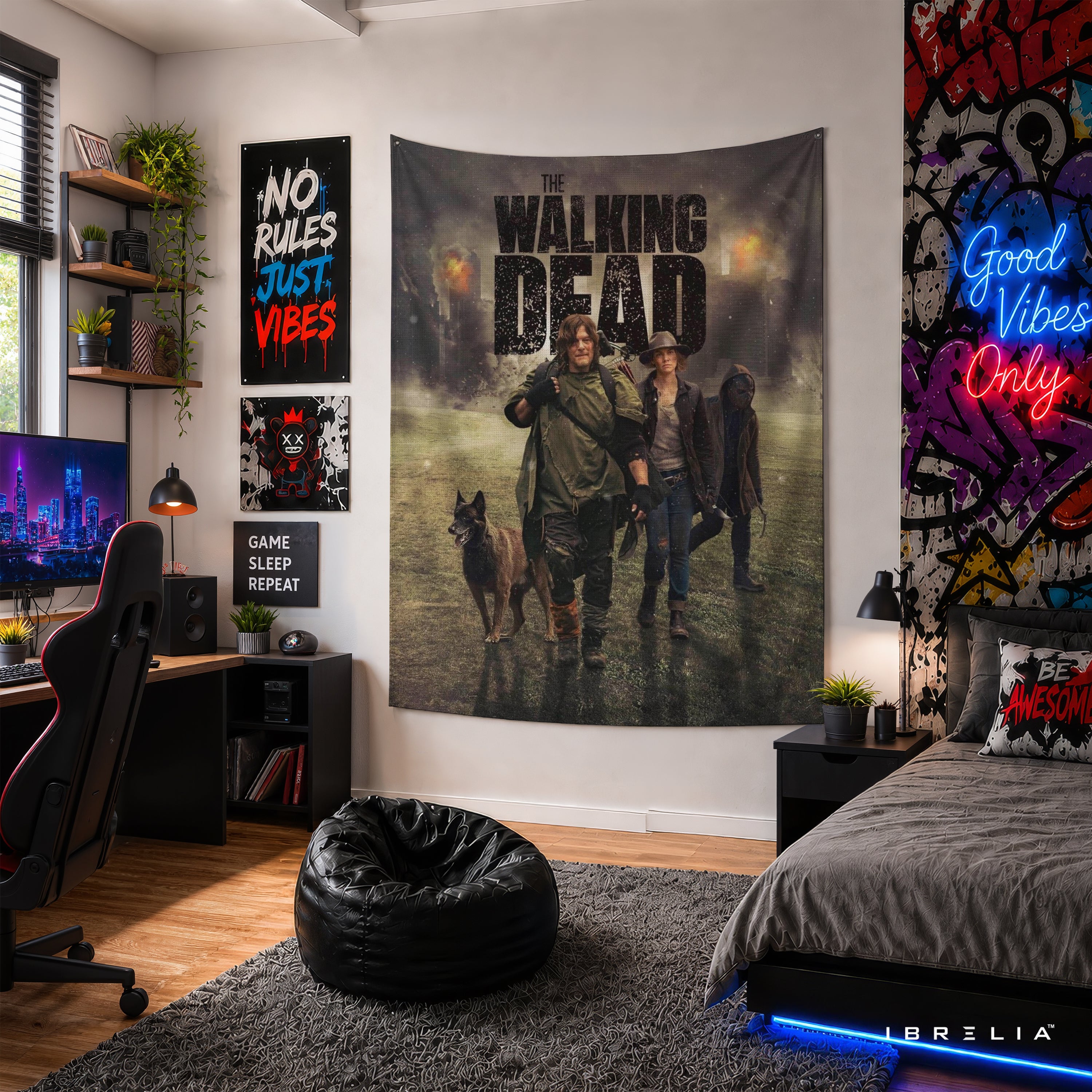The Walking Dead Survivor Poster Wall Tapestry | Premium Heavyweight Jute Fabric Wall Hanging