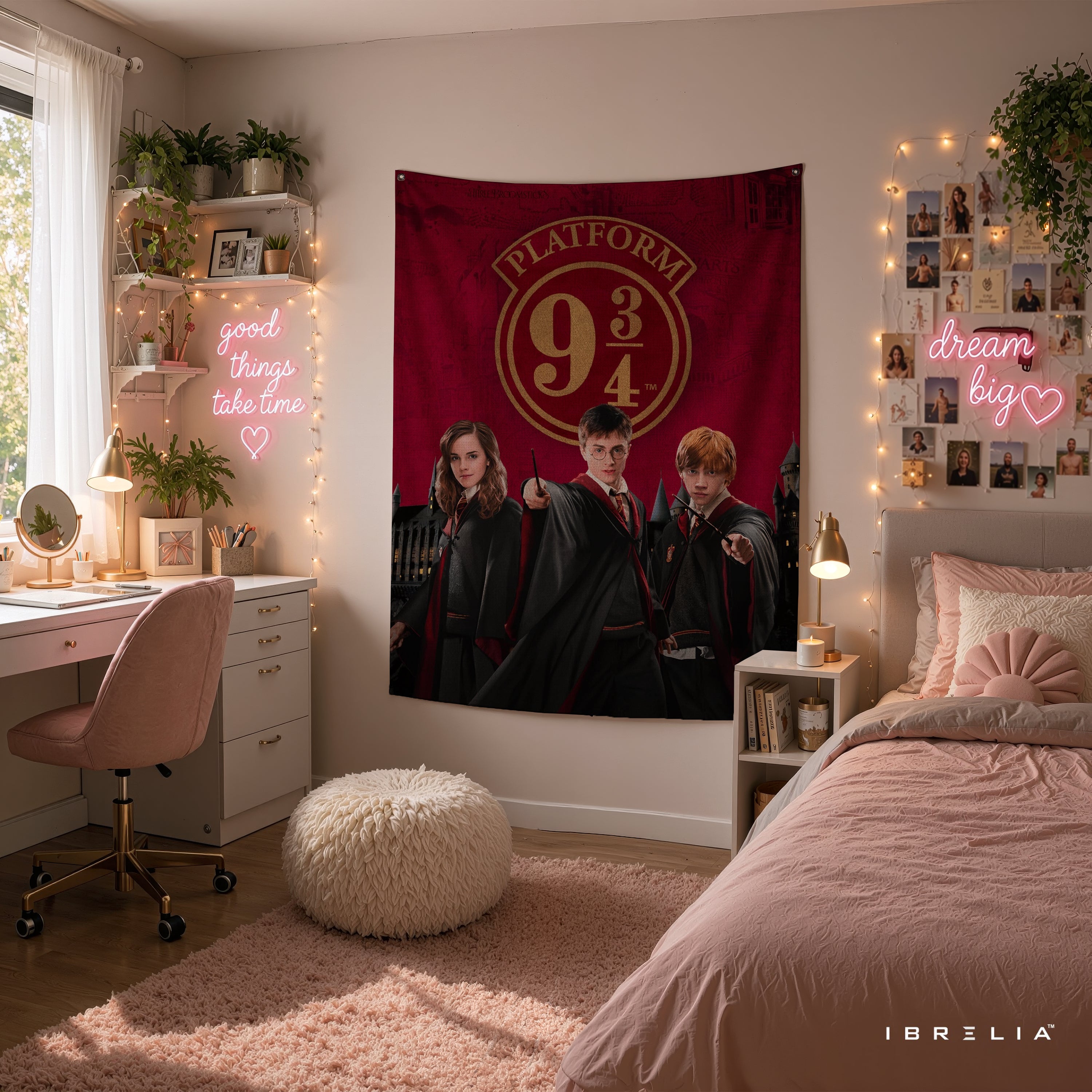 Harry Potter Platform 9¾ Golden Trio Wall Tapestry – Premium Fantasy Wall Hanging & Home Decor in Pakistan