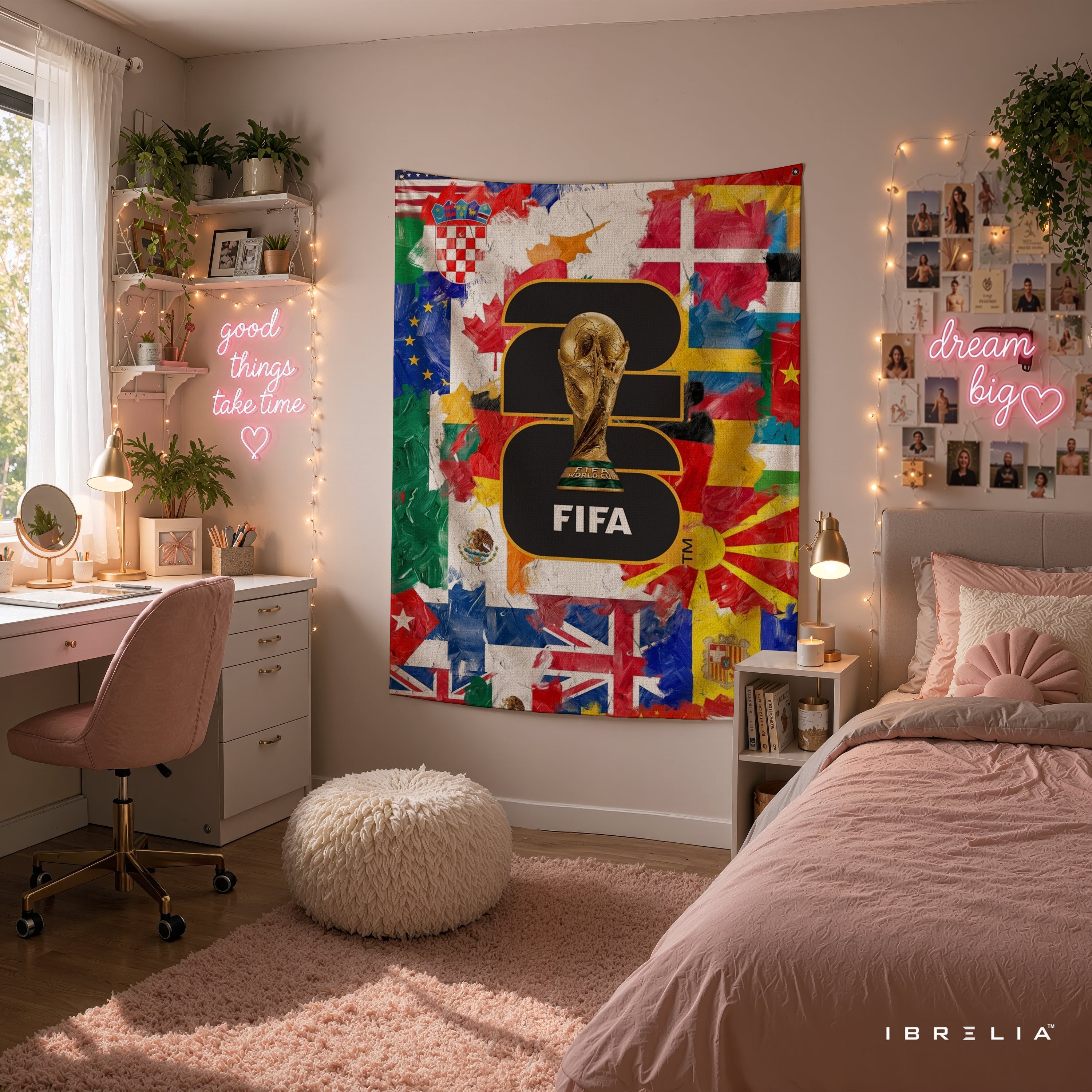 FIFA World Cup 2026 Global Flags Edition Wall Tapestry | Premium Heavyweight Jute Fabric Wall Hanging