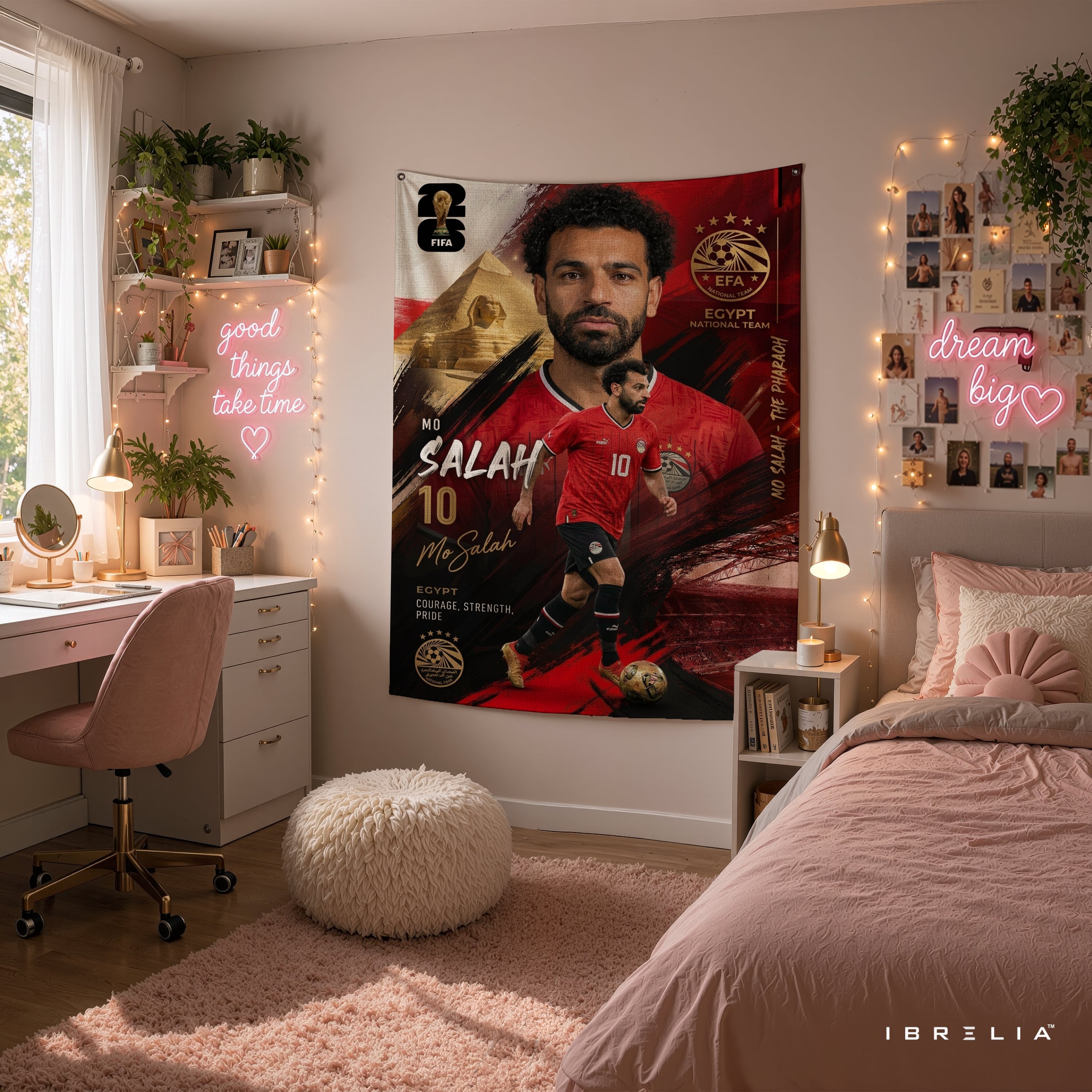 Mohamed Salah Egypt Champion Edition Wall Tapestry | Premium Heavyweight Jute Fabric Wall Hanging