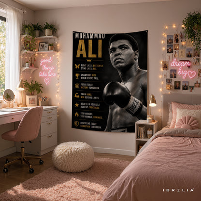 Muhammad Ali Motivational Quote Wall Tapestry | Premium Heavyweight Jute Fabric Wall Hanging