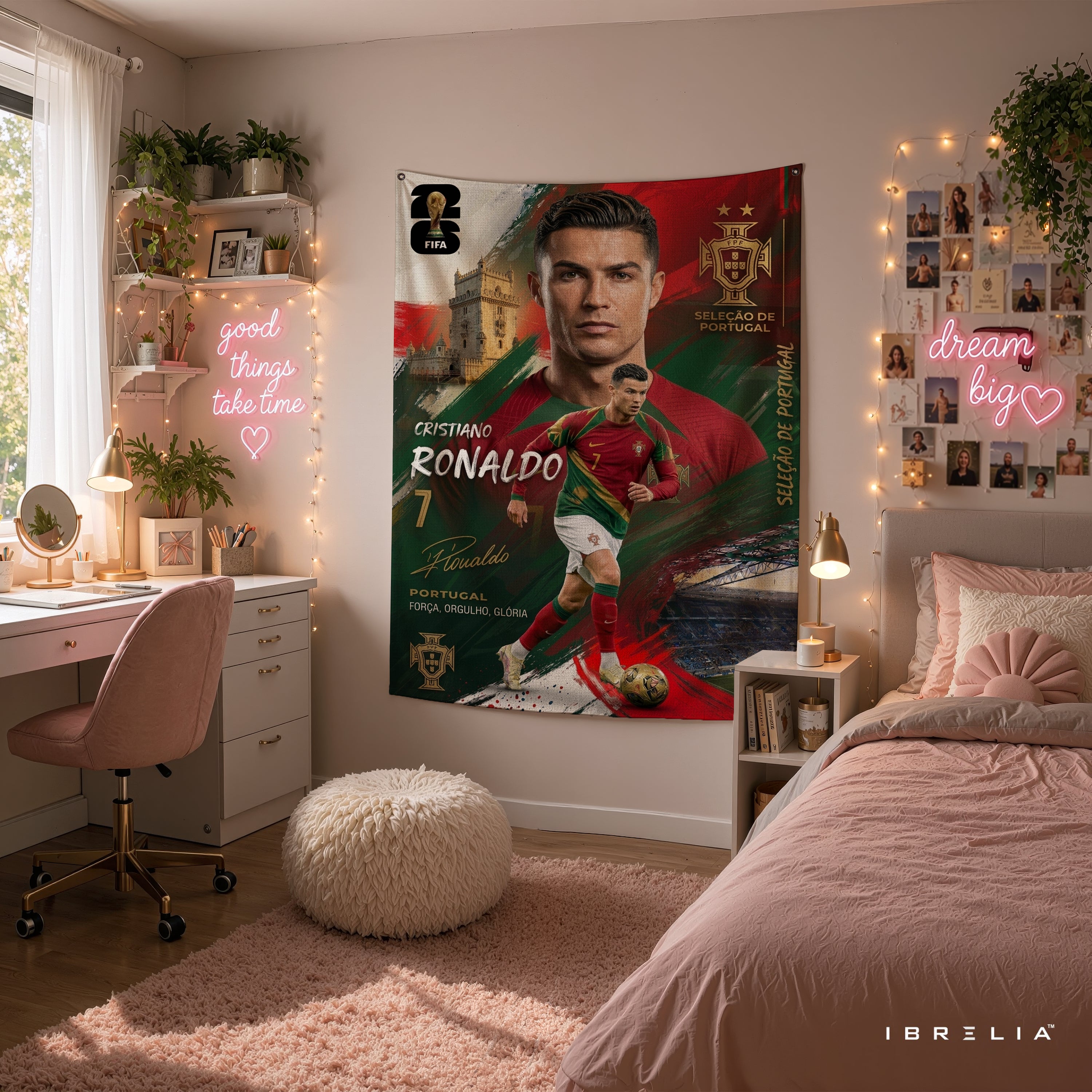 Cristiano Ronaldo Portugal Champion Edition Wall Tapestry | Premium Heavyweight Jute Fabric Wall Hanging