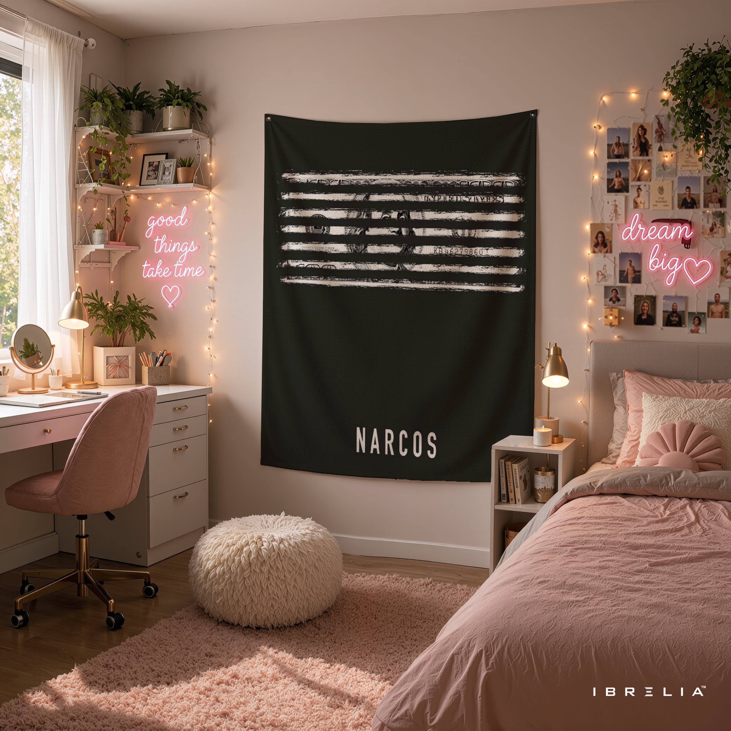 Narcos Dollar Bill Minimalist Wall Tapestry | Premium Heavyweight Jute Fabric Wall Hanging