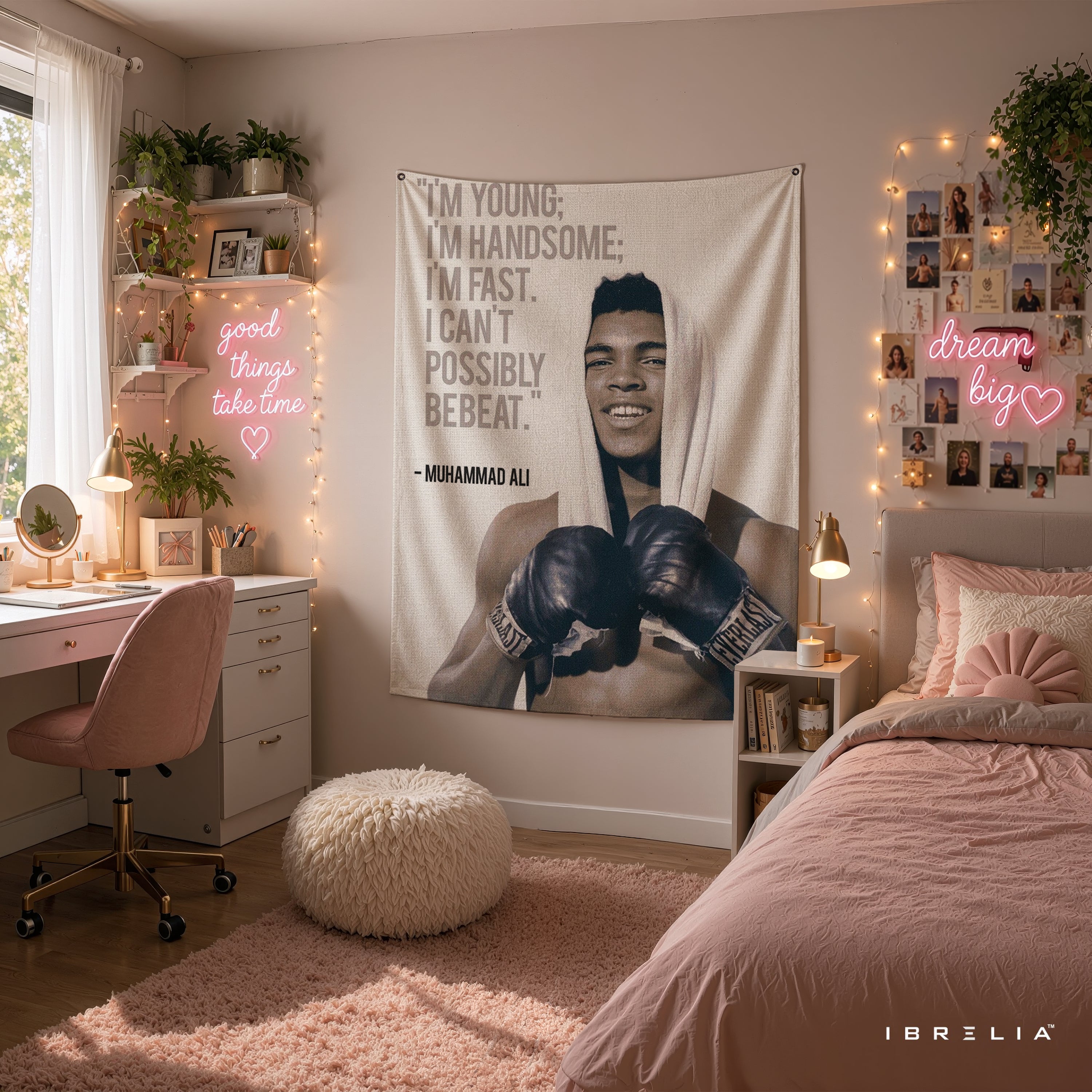 Muhammad Ali Inspirational Quote Wall Tapestry | Premium Heavyweight Jute Fabric Wall Hanging
