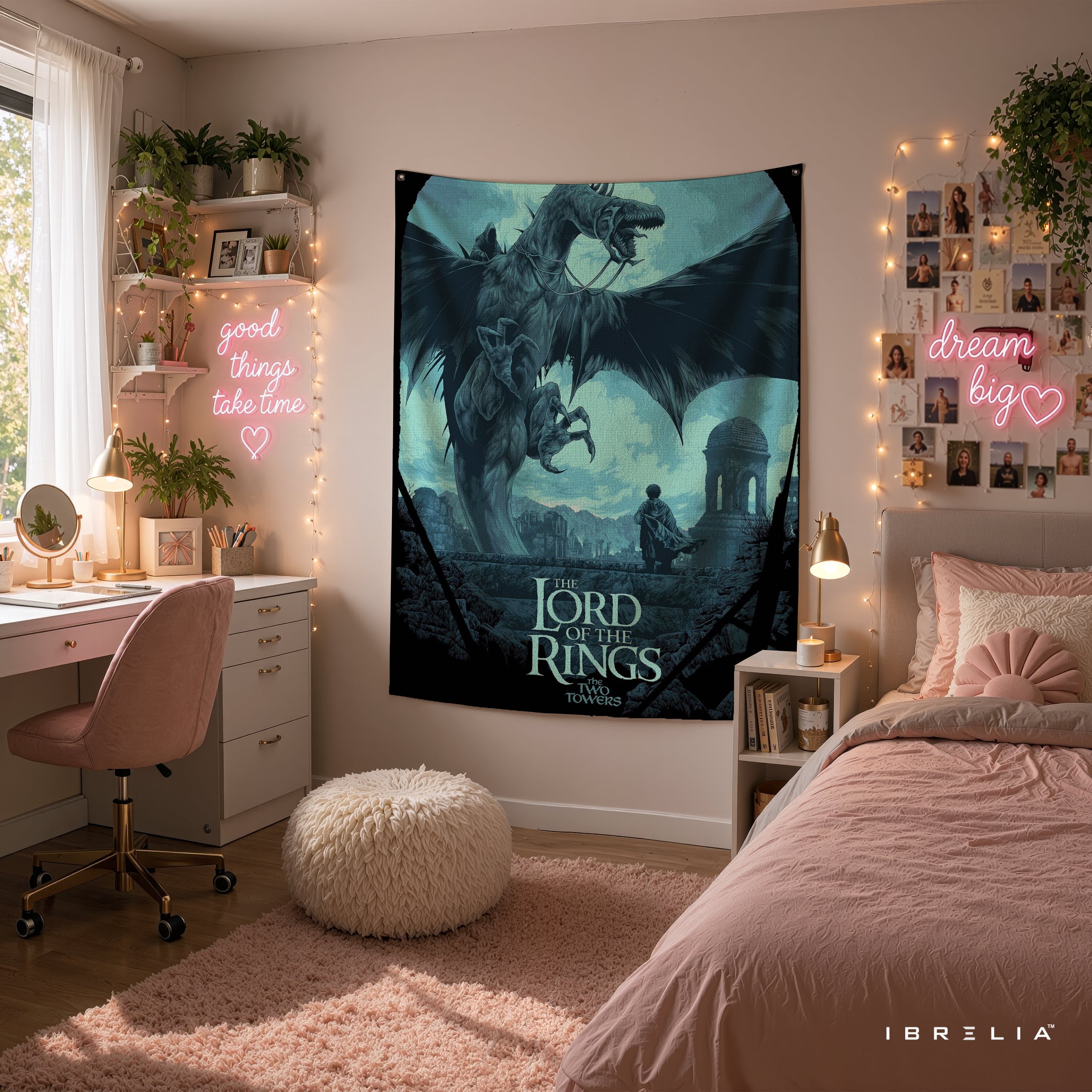 The Lord of the Rings Fell Beast & Nazgûl Wall Tapestry – The Two Towers Fantasy Wall Hanging