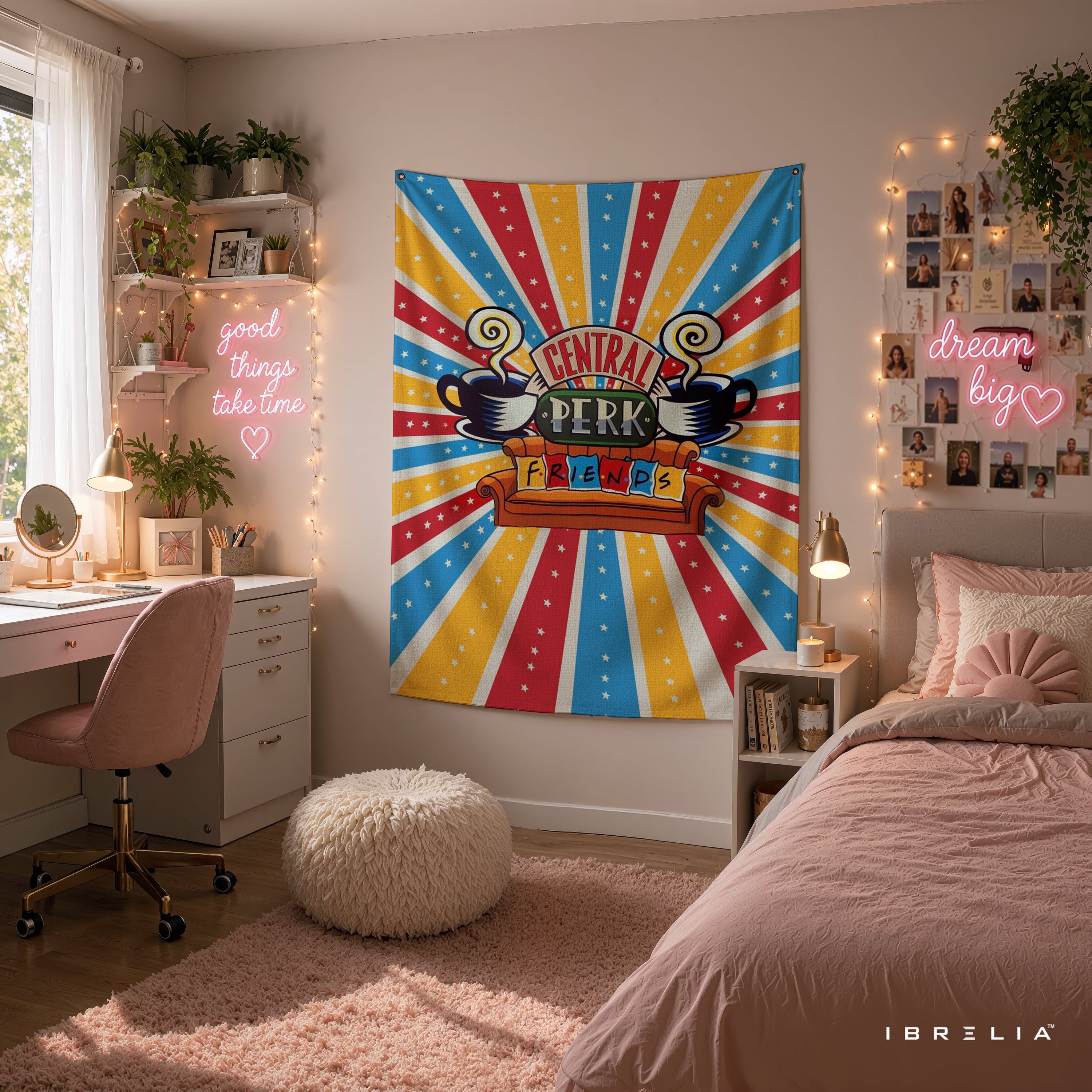 Central Perk Friends Wall Tapestry – Colorful Retro Coffee House Wall Hanging