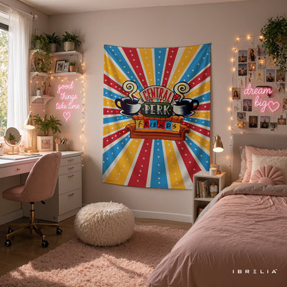 Central Perk Friends Wall Tapestry – Colorful Retro Coffee House Wall Hanging