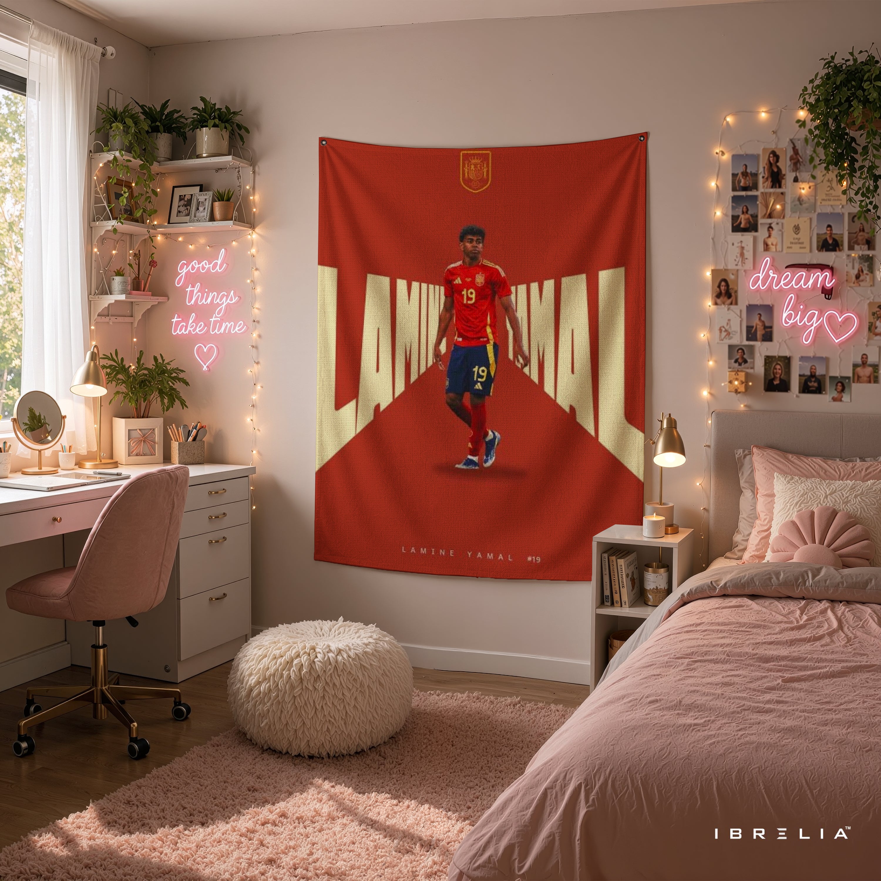 Lamine Yamal Spain Minimalist Typography Wall Tapestry | Premium Heavyweight Jute Fabric Wall Hanging