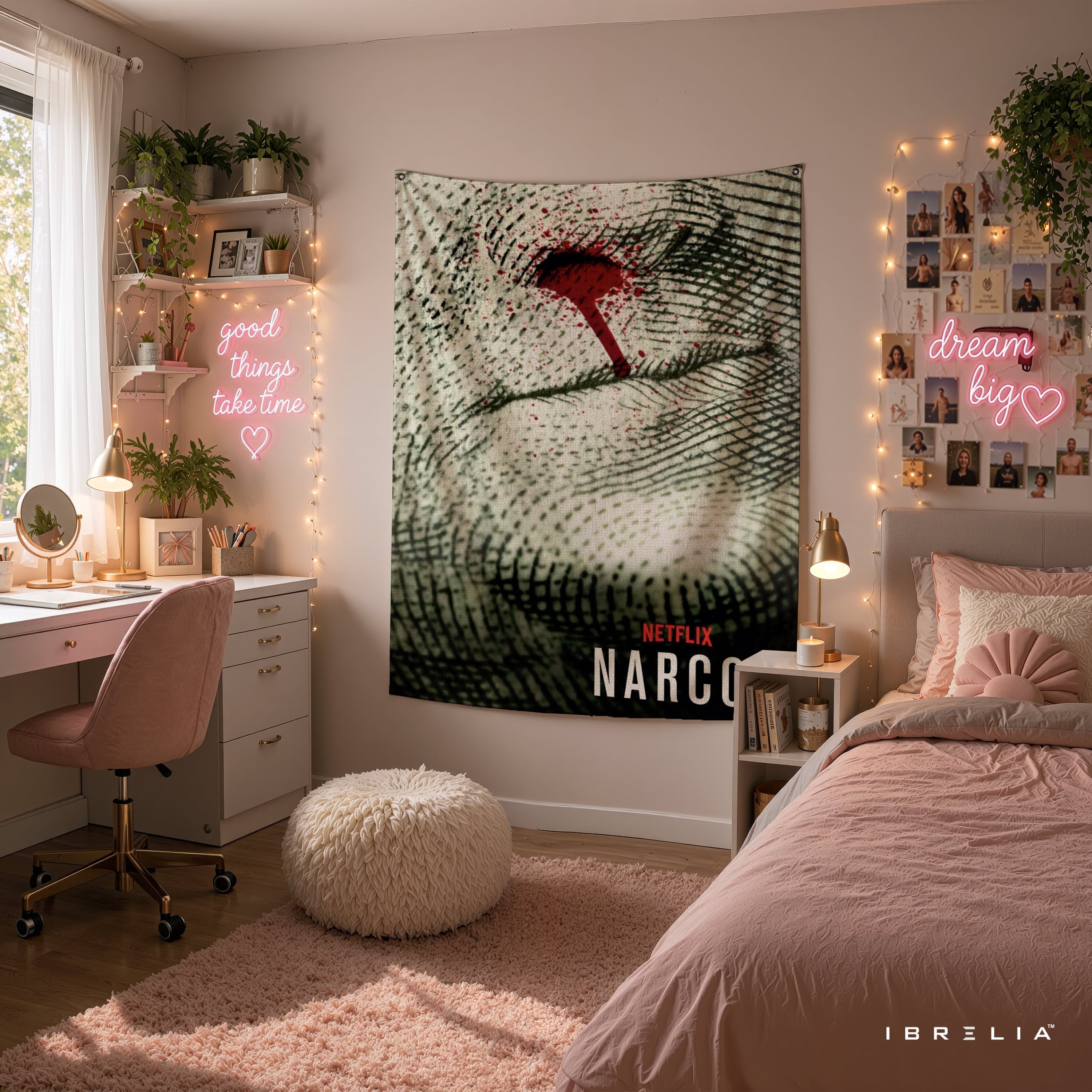 Narcos Bloody Dollar Wall Tapestry | Premium Heavyweight Jute Fabric Wall Hanging