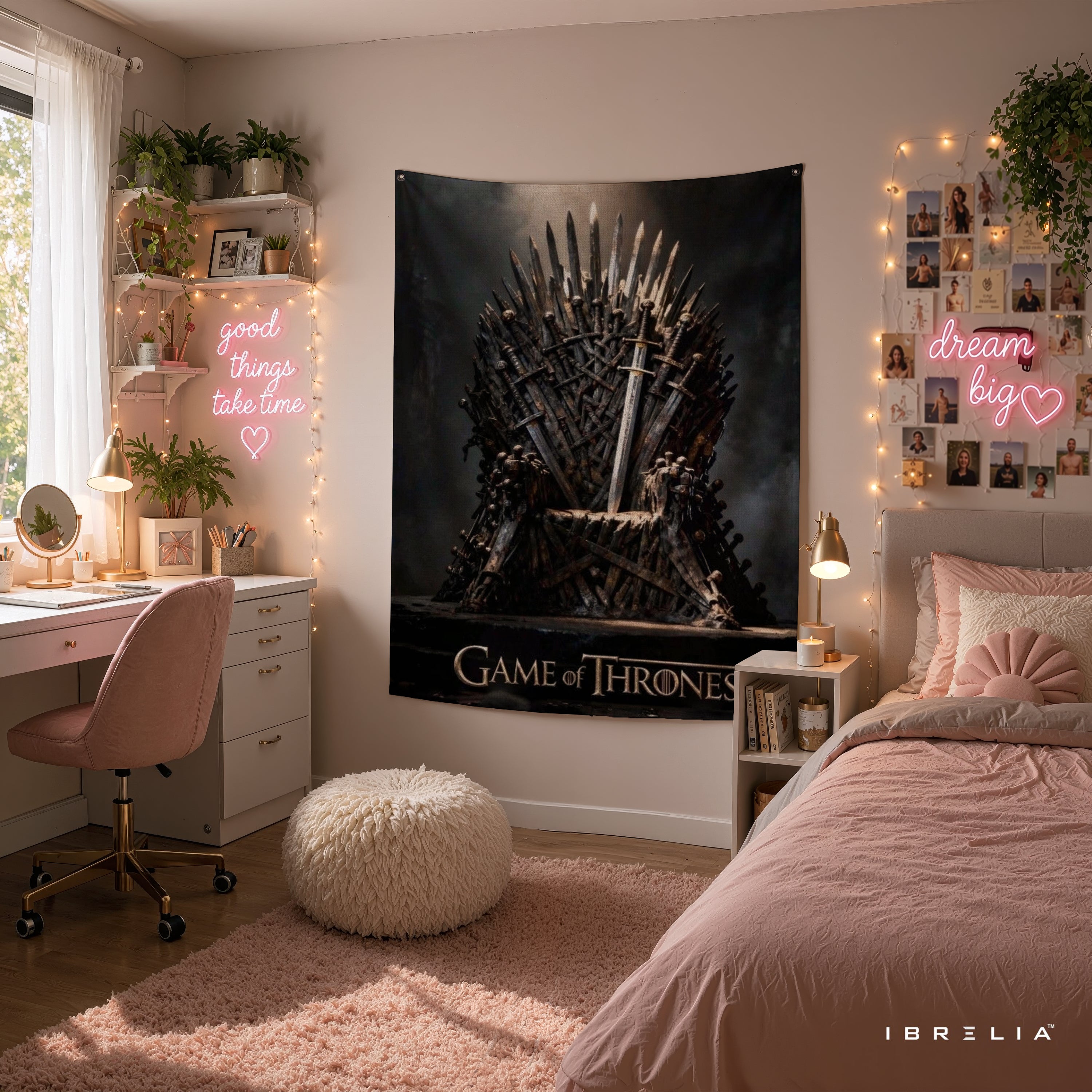 Iron Throne Game of Thrones Wall Tapestry | Premium Heavyweight Jute Fabric Wall Hanging