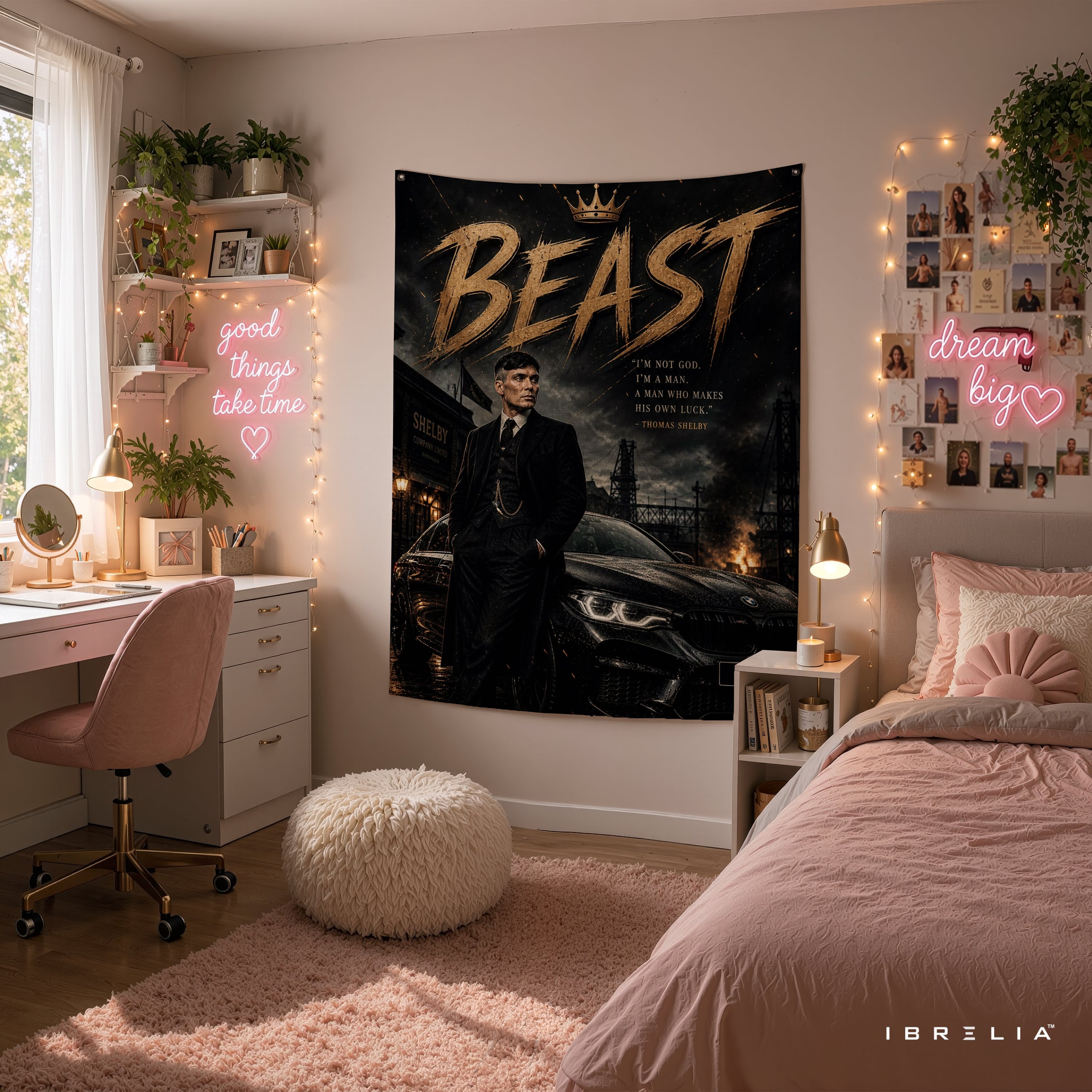 Thomas Shelby Beast Wall Tapestry | Premium Heavyweight Jute Fabric Wall Hanging