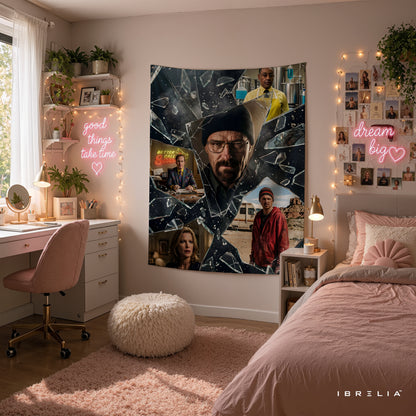 Breaking Bad Shattered Legacy Wall Tapestry – Walter White Character Collage