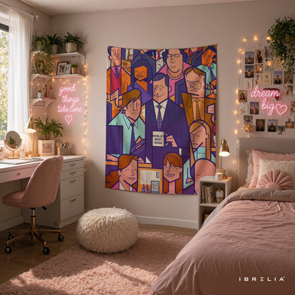 The Office Abstract Cast Wall Tapestry | Premium Heavyweight Jute Fabric Wall Hanging