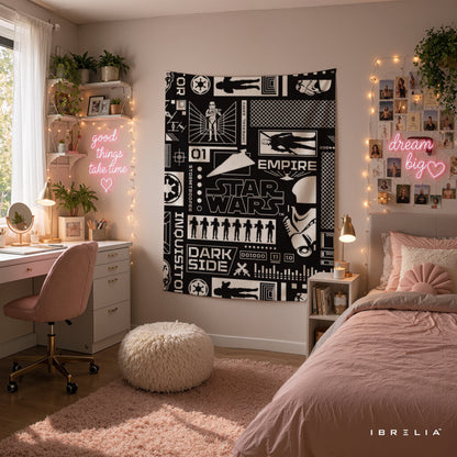Star Wars Dark Side Typography Wall Tapestry – Empire Graphic Sci-Fi Wall Hanging
