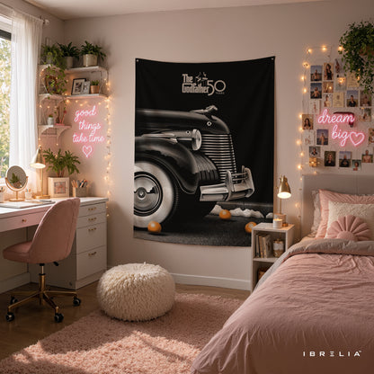 The Godfather 50th Anniversary Vintage Car Wall Tapestry – Premium Movie Wall Hanging & Home Decor in Pakistan