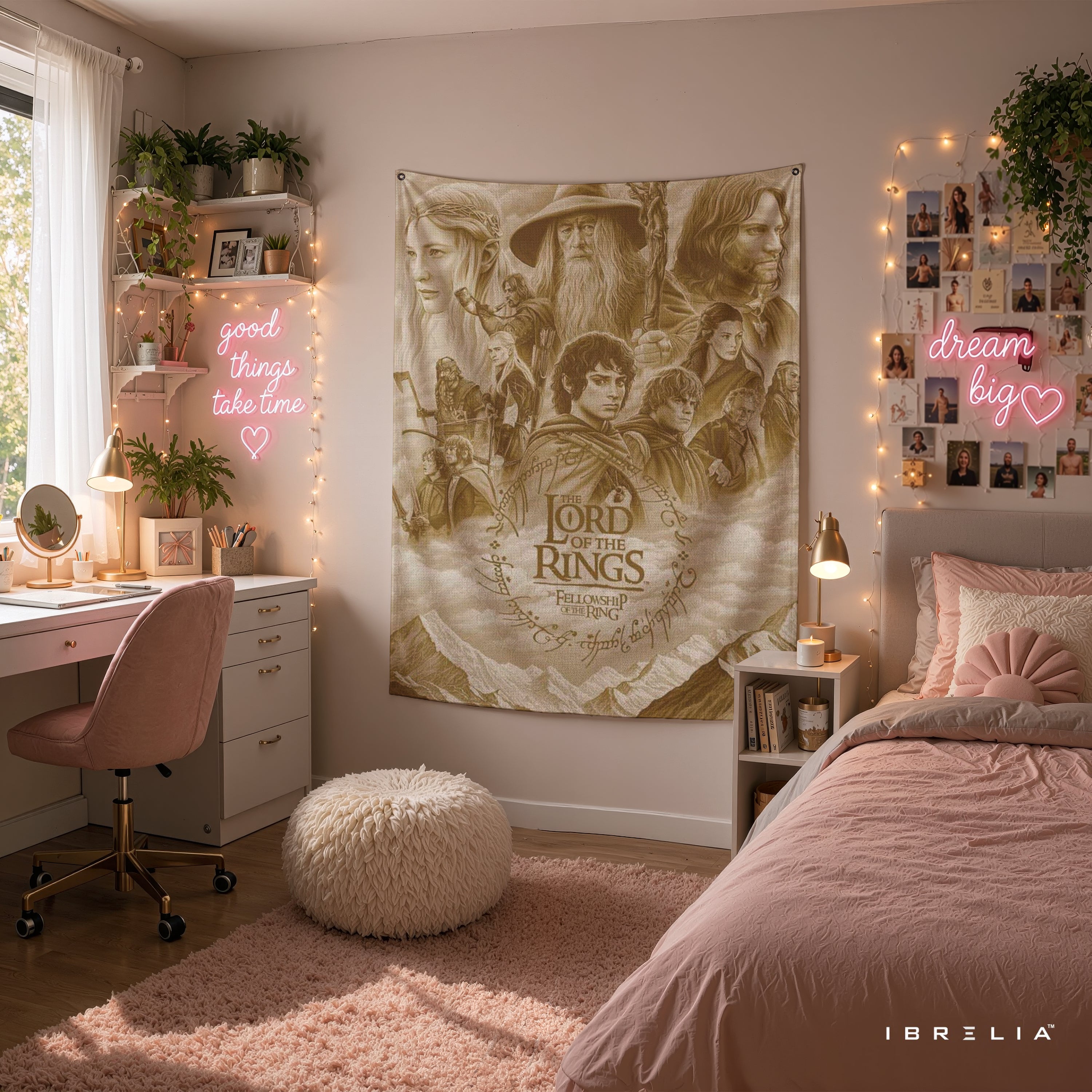 The Lord of the Rings Fellowship of the Ring Wall Tapestry – Vintage Fantasy Wall Hanging