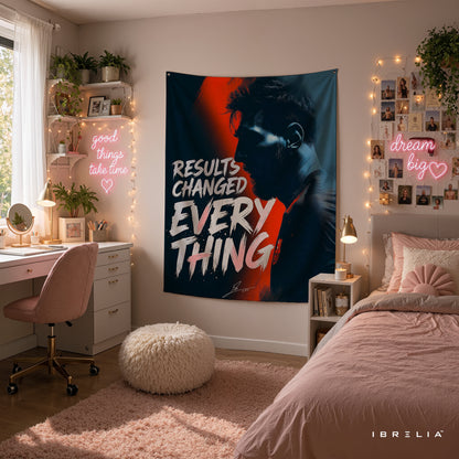 Lionel Messi Results Changed Everything Wall Tapestry | Premium Heavyweight Jute Fabric Wall Hanging