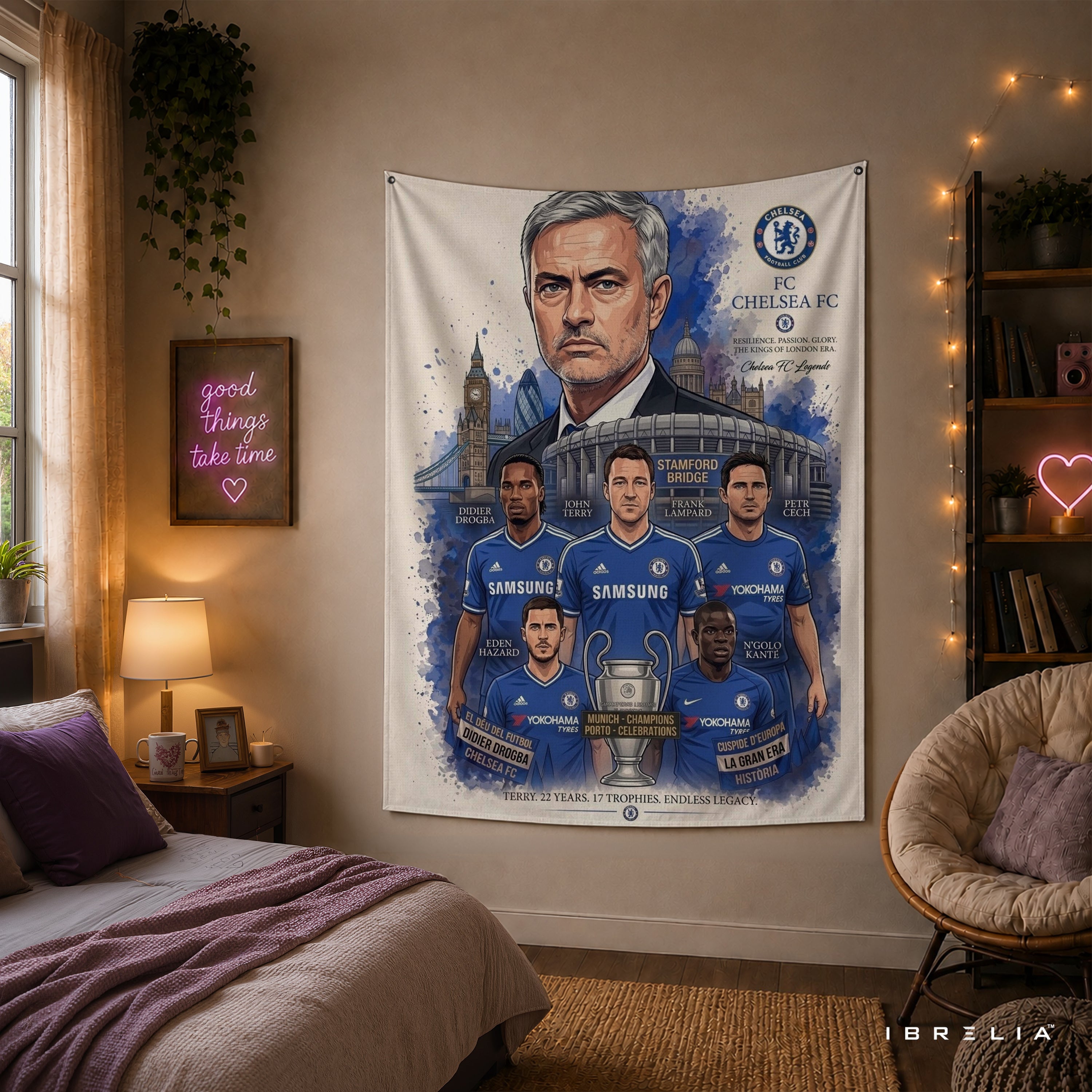 José Mourinho Chelsea Legend Wall Tapestry | Premium Heavyweight Jute Fabric Wall Hanging