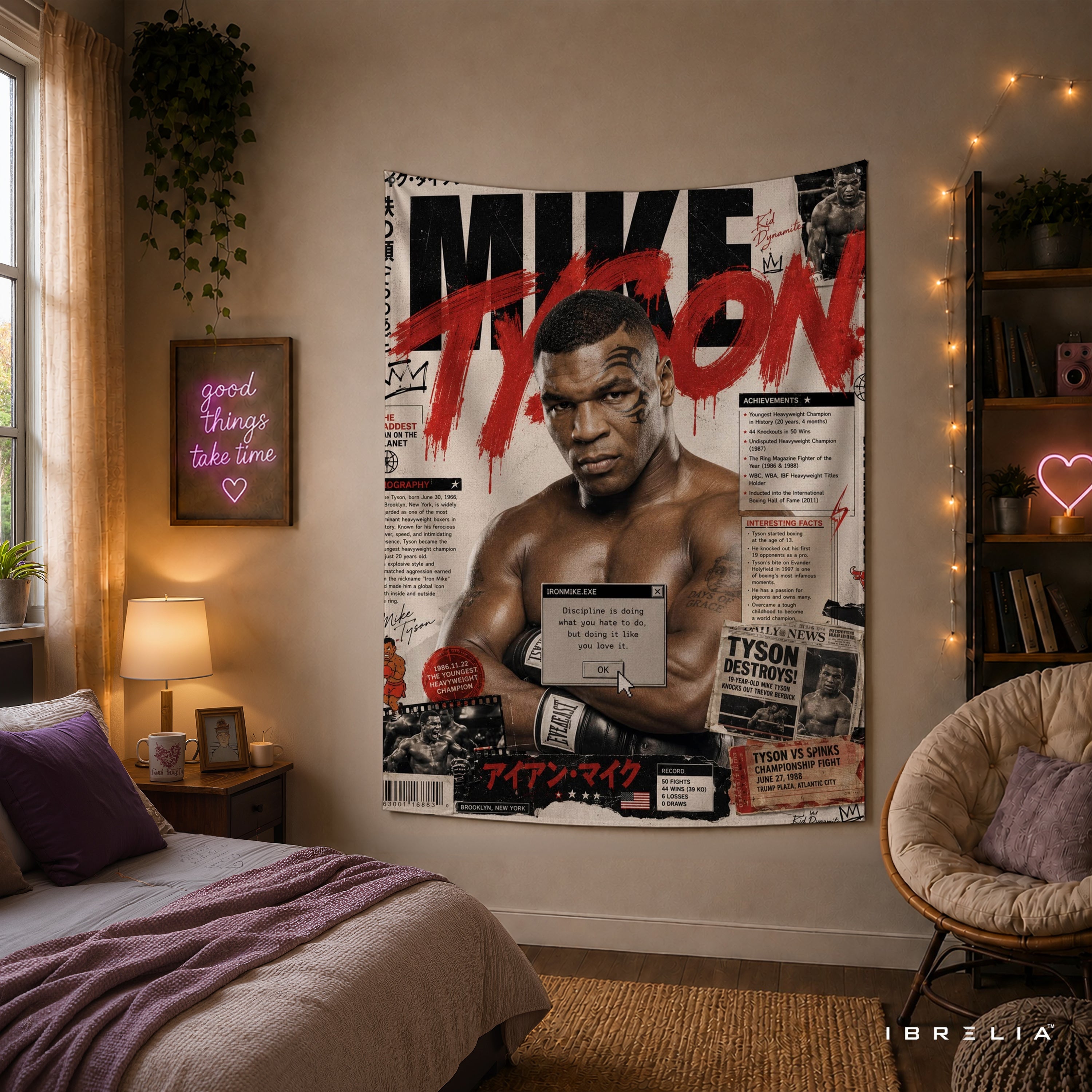 Mike Tyson Vintage Magazine Cover Wall Tapestry | Premium Heavyweight Jute Fabric Wall Hanging