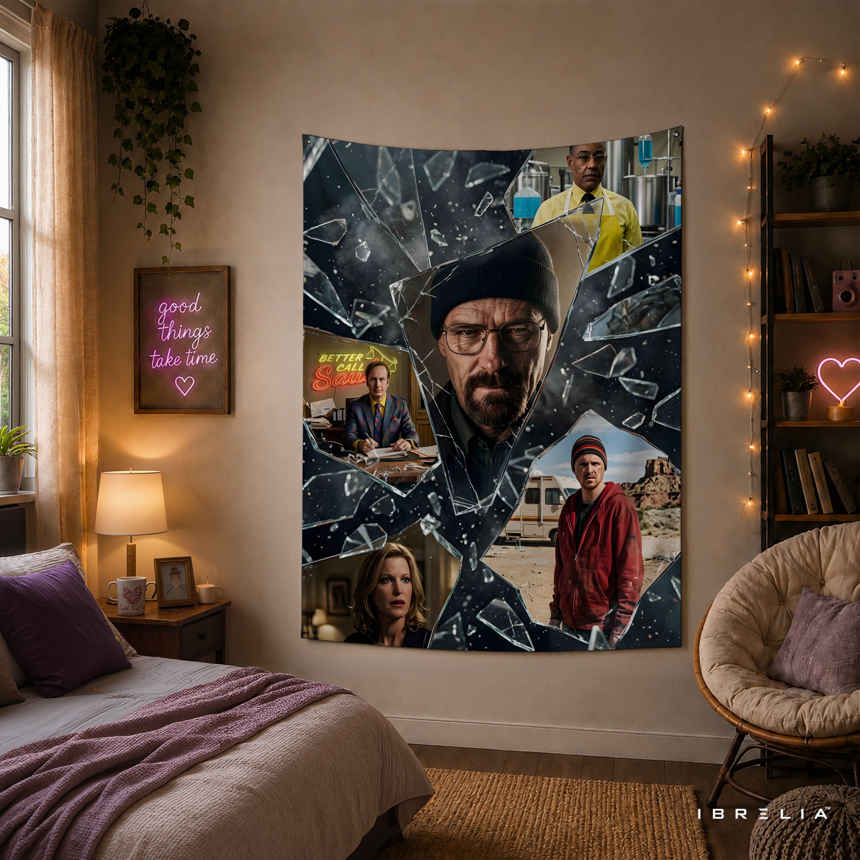 Breaking Bad Shattered Legacy Wall Tapestry – Walter White Character Collage