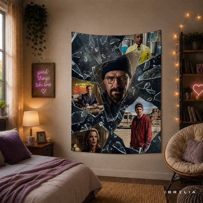 Breaking Bad Shattered Legacy Wall Tapestry – Walter White Character Collage