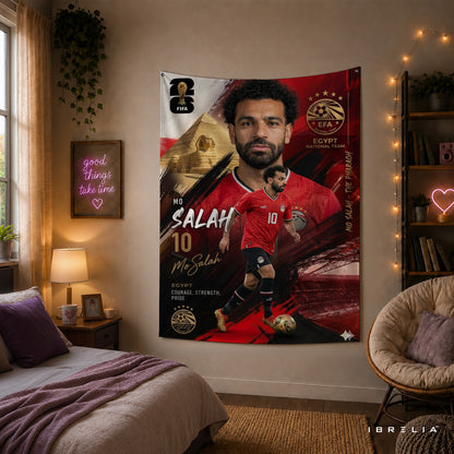 Mohamed Salah Egypt Champion Edition Wall Tapestry | Premium Heavyweight Jute Fabric Wall Hanging
