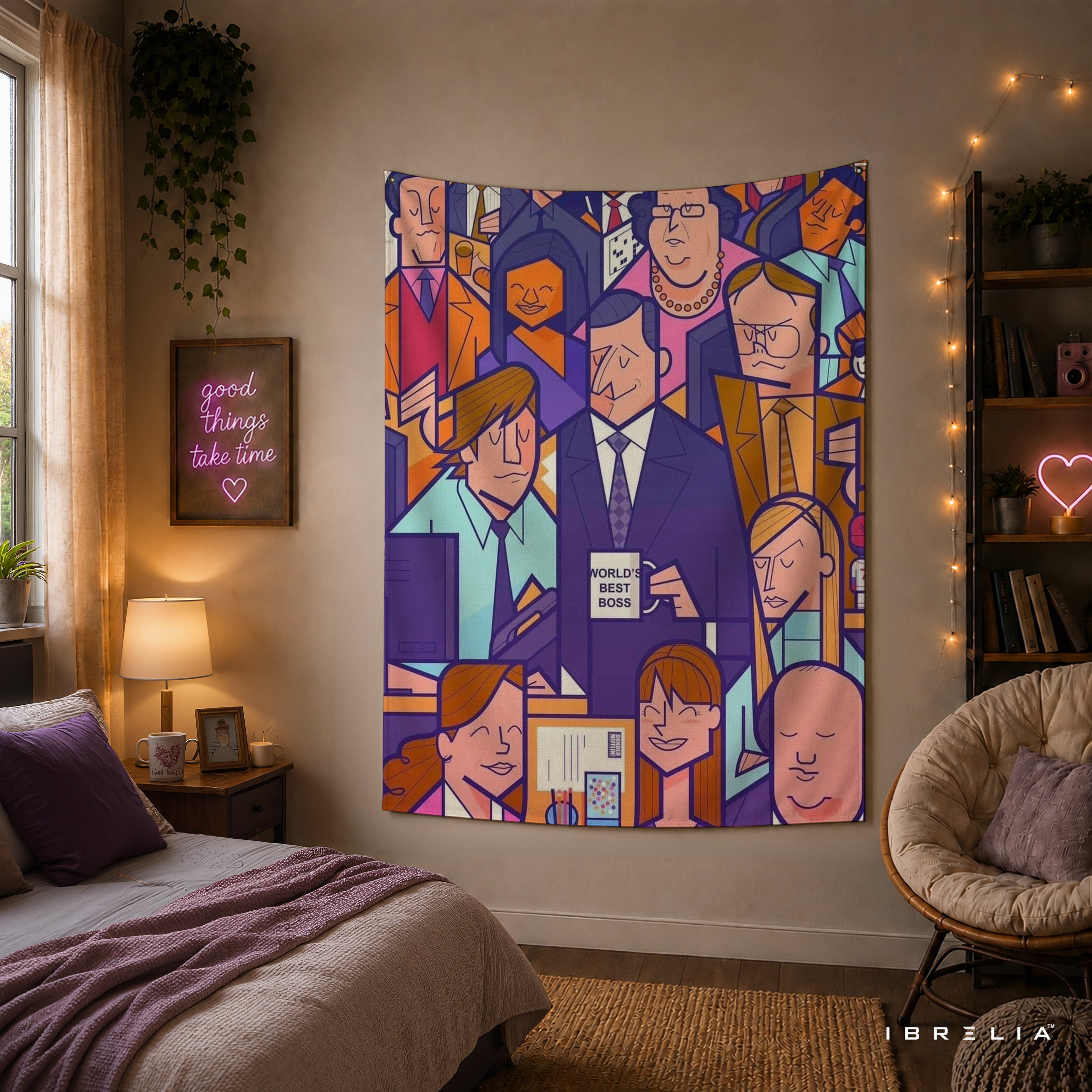 The Office Abstract Cast Wall Tapestry | Premium Heavyweight Jute Fabric Wall Hanging