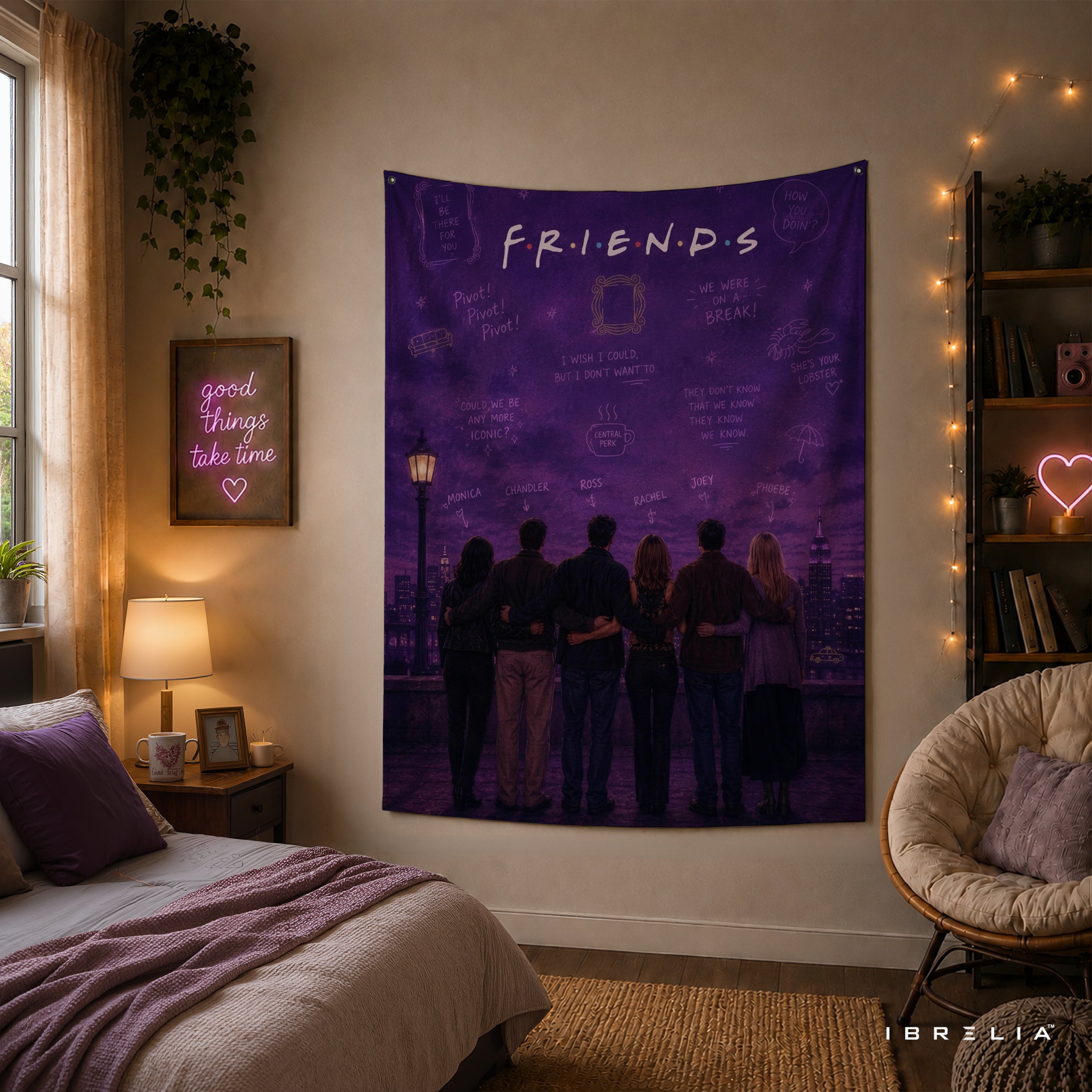 Friends TV Show Skyline Wall Tapestry – Purple Friends Forever Wall Hanging