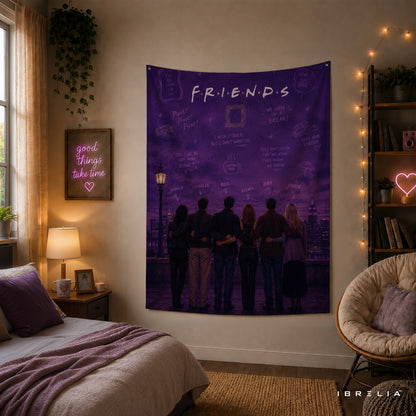 Friends TV Show Skyline Wall Tapestry – Purple Friends Forever Wall Hanging
