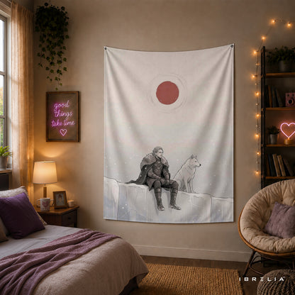 Jon Snow Game of Thrones Wall Tapestry | Premium Heavyweight Jute Fabric Wall Hanging