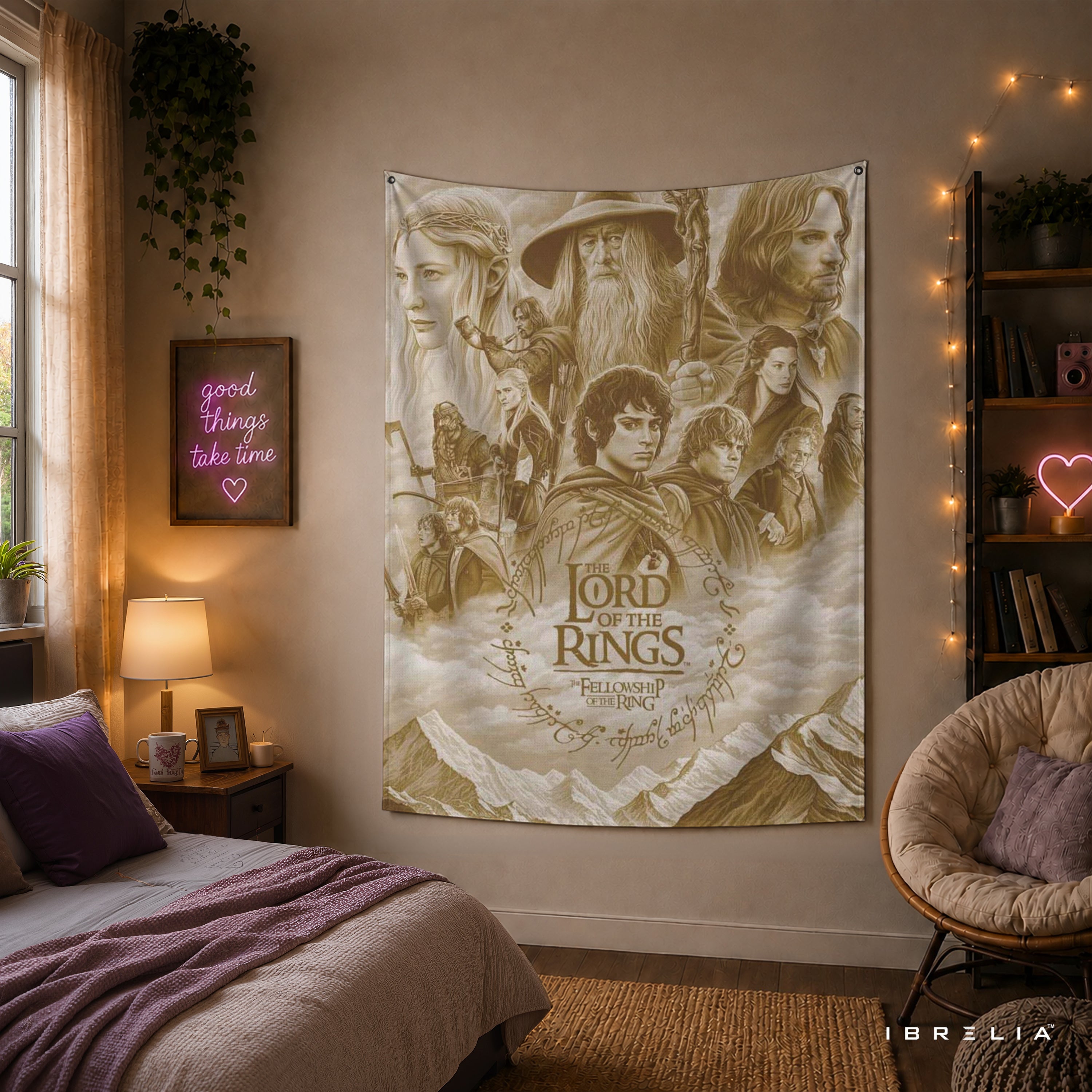 The Lord of the Rings Fellowship of the Ring Wall Tapestry – Vintage Fantasy Wall Hanging