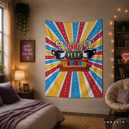 Central Perk Friends Wall Tapestry – Colorful Retro Coffee House Wall Hanging