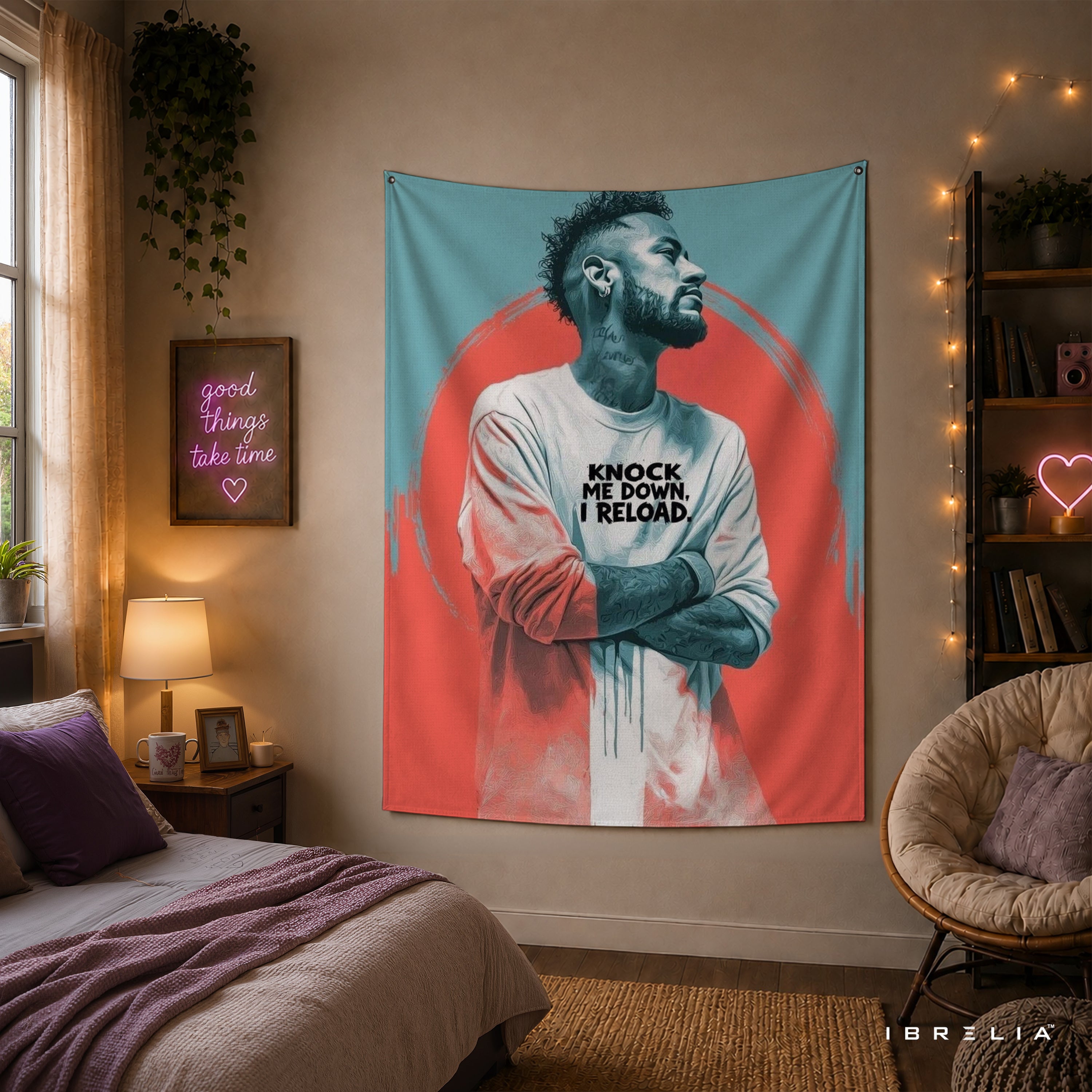 Neymar Knock Me Down Reload Wall Tapestry | Premium Heavyweight Jute Fabric Wall Hanging