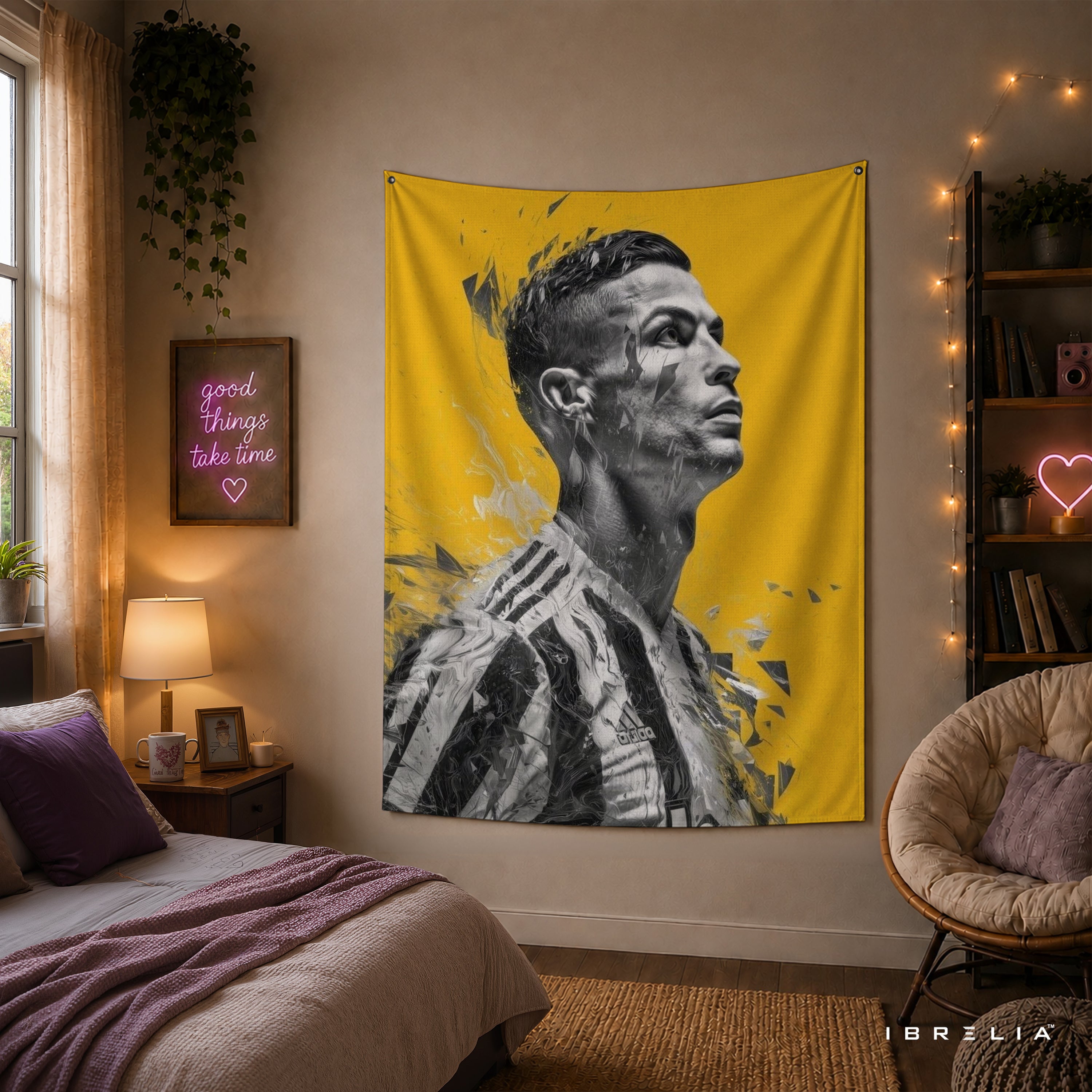 Cristiano Ronaldo Abstract Portrait Wall Tapestry | Premium Heavyweight Jute Fabric Wall Hanging