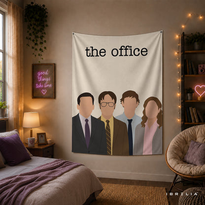 The Office Minimalist Character Wall Tapestry | Premium Heavyweight Jute Fabric Wall Hanging