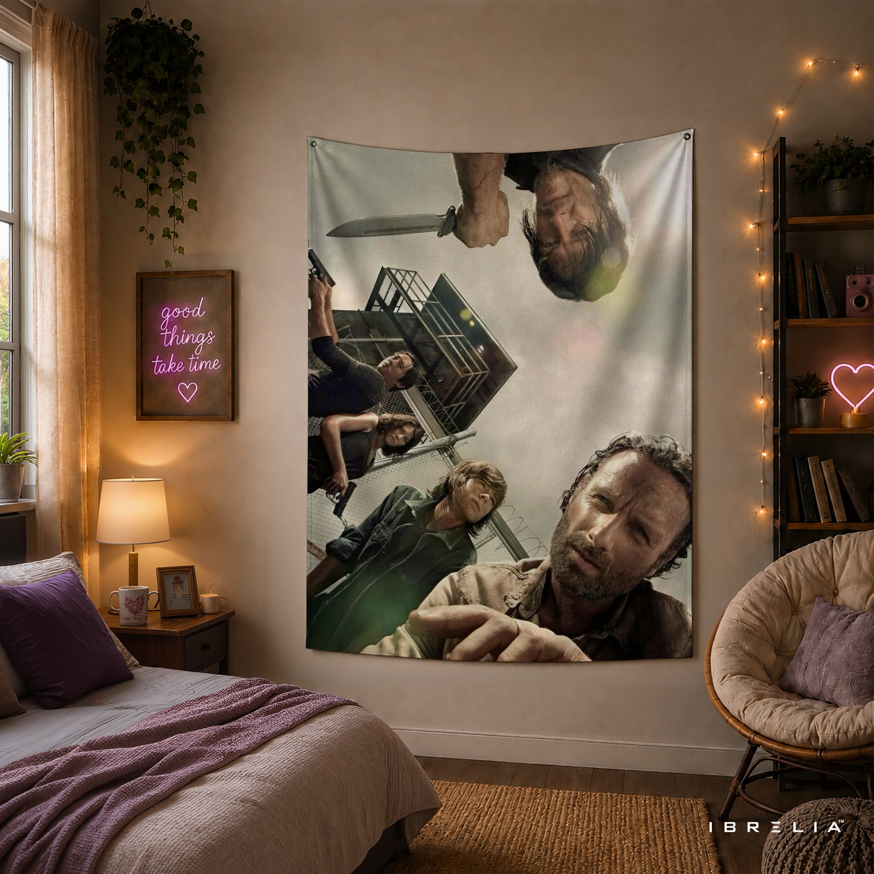 The Walking Dead Survivors Wall Tapestry | Premium Heavyweight Jute Fabric Wall Hanging