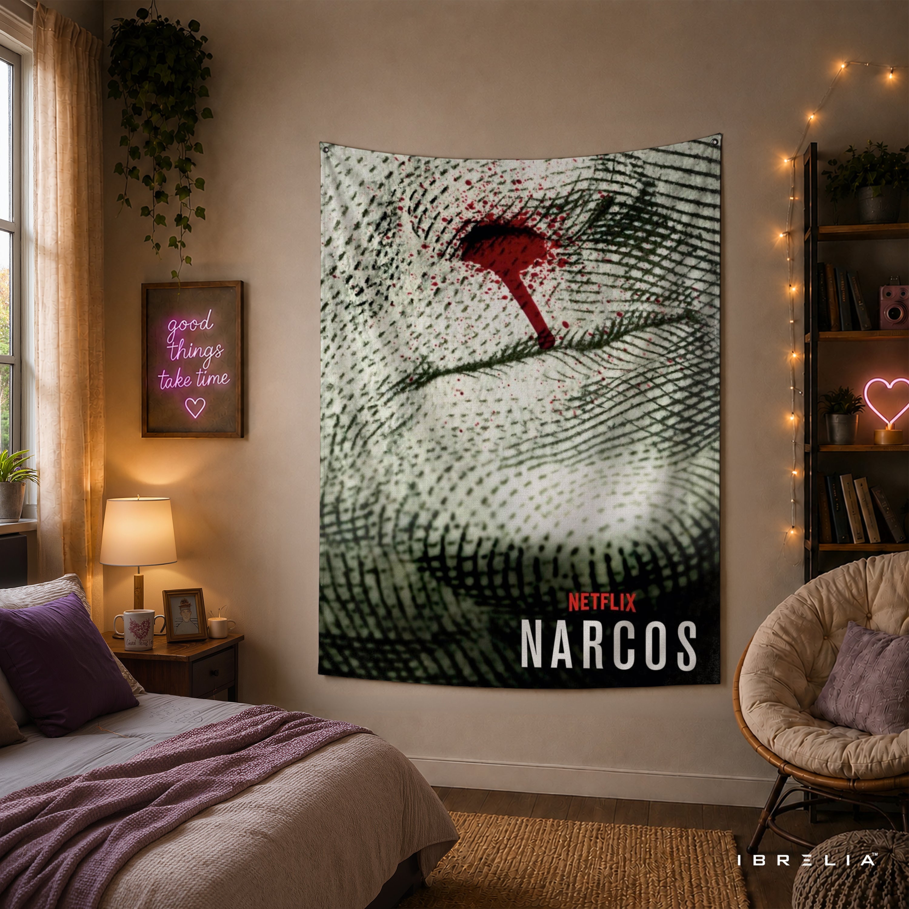 Narcos Bloody Dollar Wall Tapestry | Premium Heavyweight Jute Fabric Wall Hanging