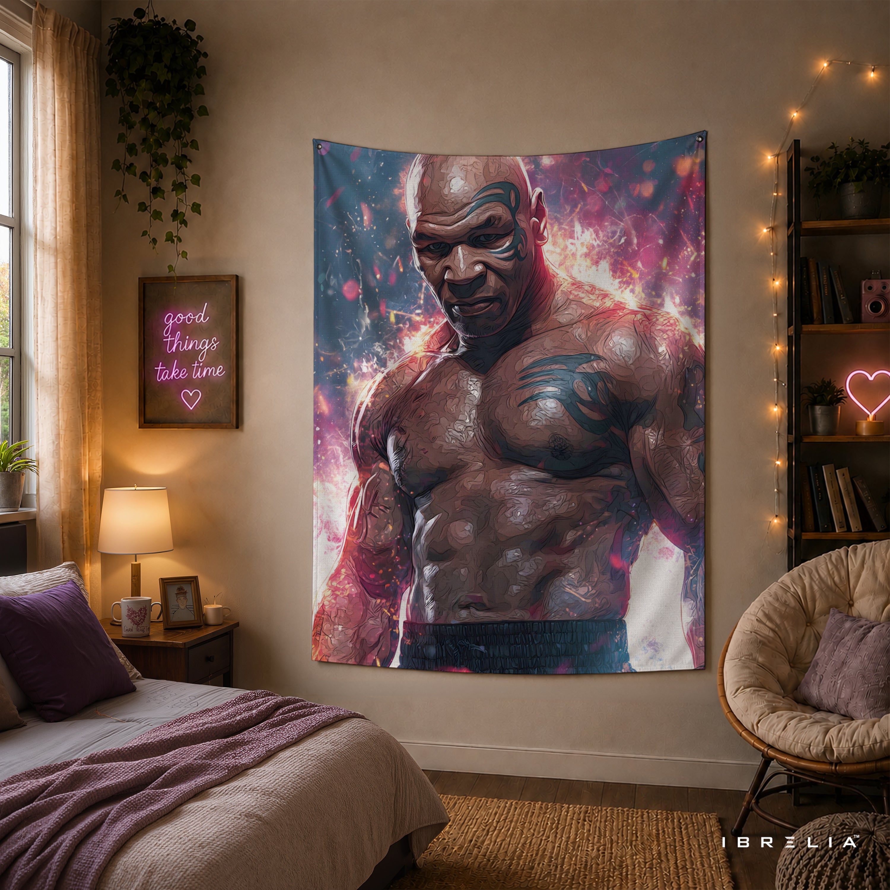 Mike Tyson Digital Art Wall Tapestry | Premium Heavyweight Jute Fabric Wall Hanging