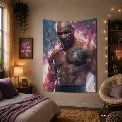 Mike Tyson Digital Art Wall Tapestry | Premium Heavyweight Jute Fabric Wall Hanging