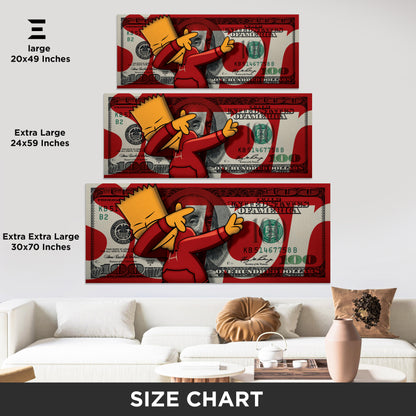 Ultra Wide Wall Art – Bart Simpson x $100 Dollar Bill | IBRELIA